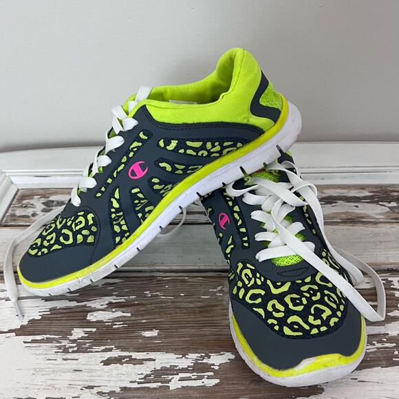 Champion Neon Yellow Leopard Print Running Training Shoe. Women's 5 1/2 S86B - Picture 4 of 8